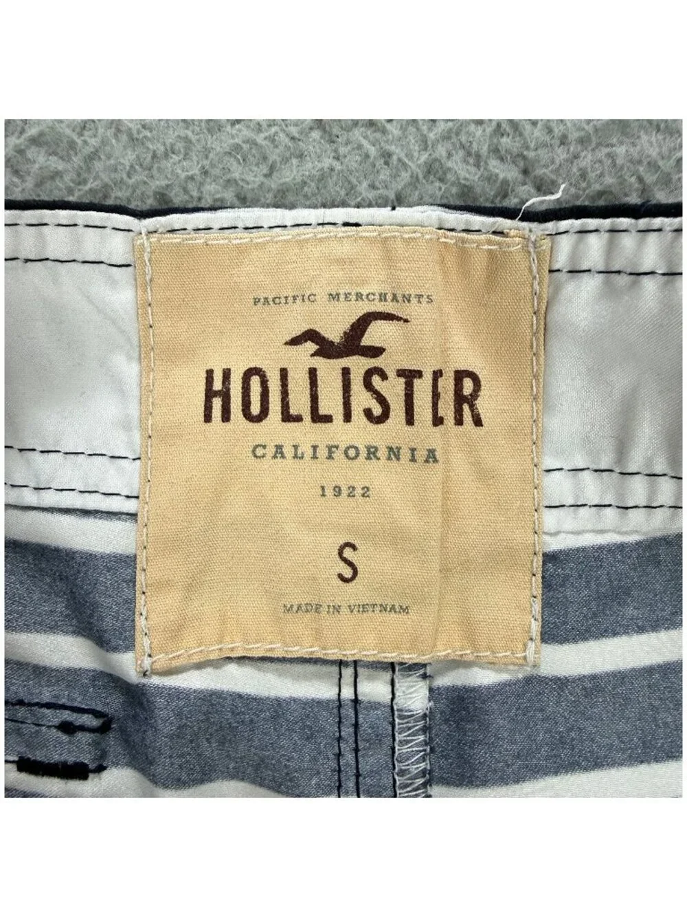 Hollister Board Shorts Mens Small S Navy Blue White Striped Surfing Swim Trunks